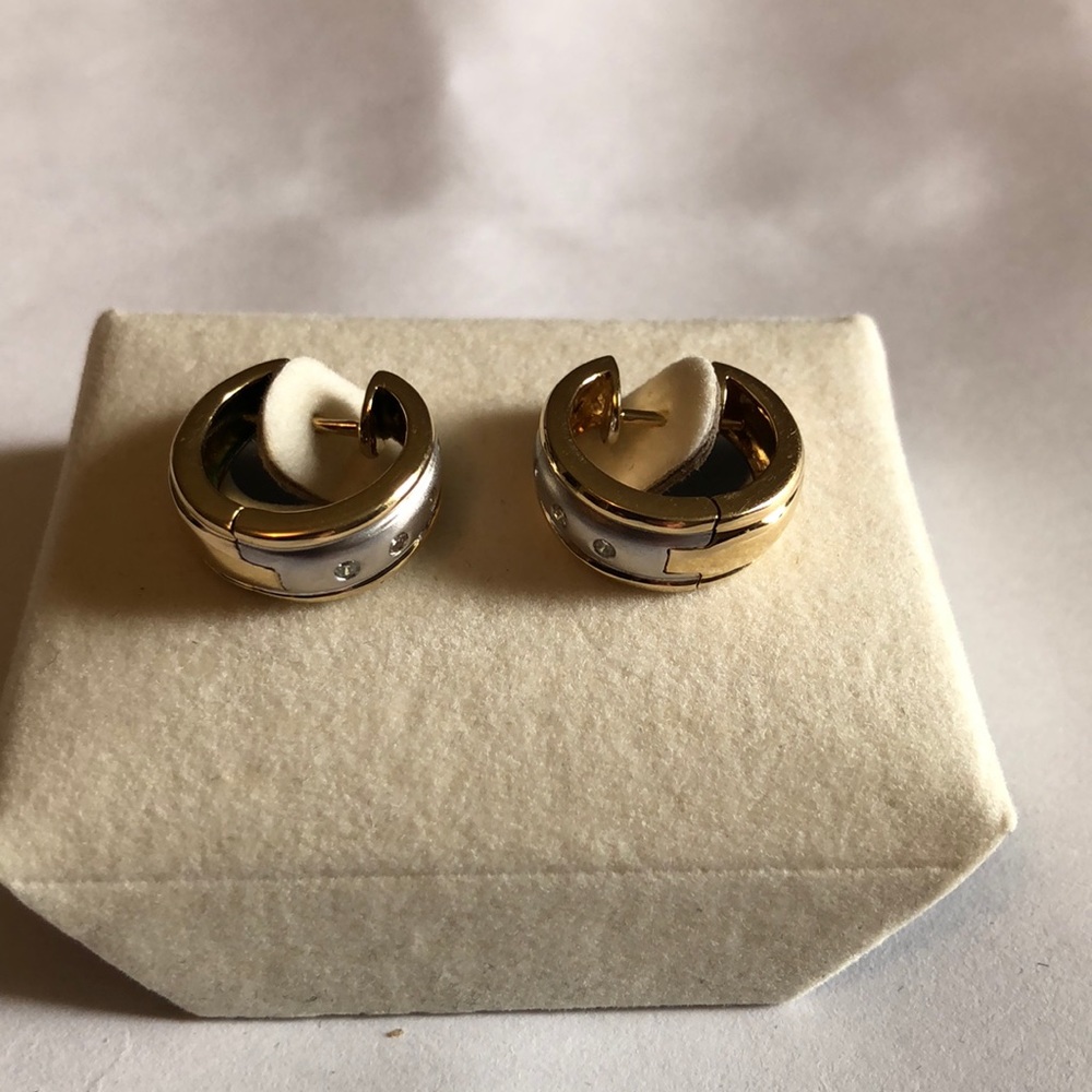 2 Toned Hoop Pierced Earrings